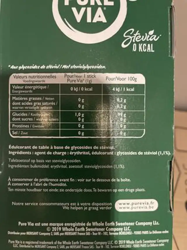 Pur via ingredients label
