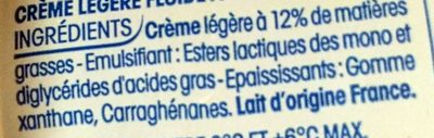 Creme Fleurette Legere Yoplait ingredients label