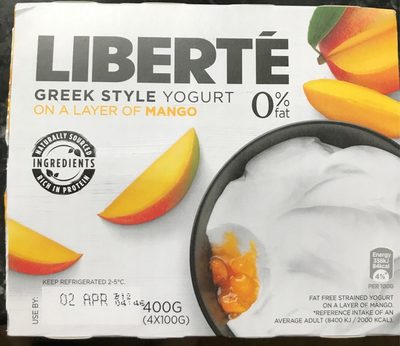 Greek style yoghurt on a layer of mango
