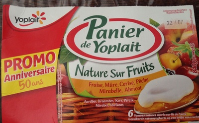 Panier de Yoplait, Nature Sur Fruits (Fraise, Mûre, Cerise, Pêche, Mirabelle, Abricot)