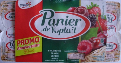 Panier de Yoplait (Framboise, Fraise, Cerise, Mûre) 8 Pots
