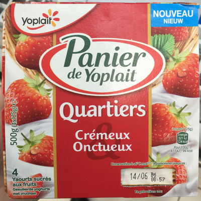 Panier de Yoplait Quartiers Crémeux & Onctueux Fraise
