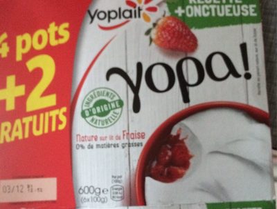 Yaourt nature sur lit de fraise Yopa!