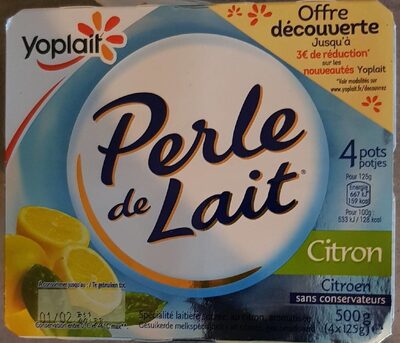 Spécialité laitière sucrée, au citron, aromatisée
