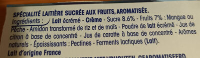 Mangue Pêche ingredients label
