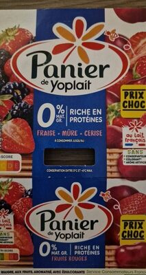 Panier de yoplait 0% de matière grasse fruits rouges