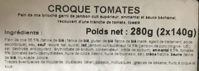 Croque-tomates ingredients label