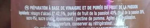 A L'Olivier Passionsfrugteddike, 200 ML ingredients label