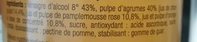 A L'Olivier Eddike Med Citron Og Grapefrugt, 200 ML ingredients label