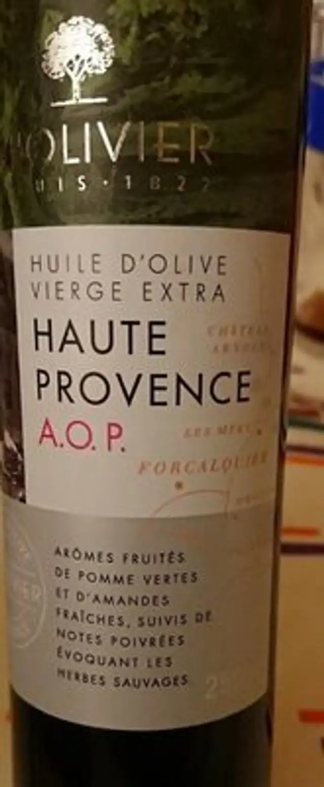 Huile d'olive vierge extra Haute Provence A.O.P nutrition facts table