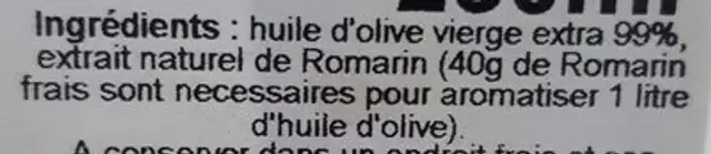 Huile d'olive ingredients label