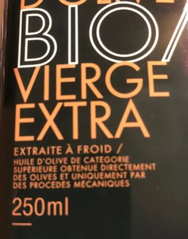 Huile d'olive bio vierge extra ingredients label