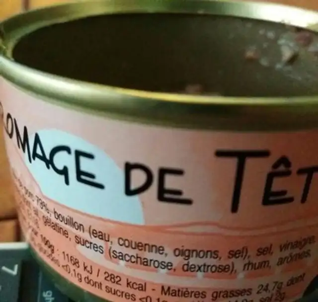 Fromage de tete TEYSSIER ingredients label