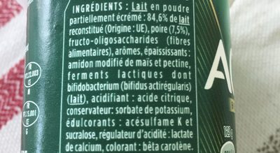 ACTIVIA Bifidus Actiregularis 0% MG ingredients label