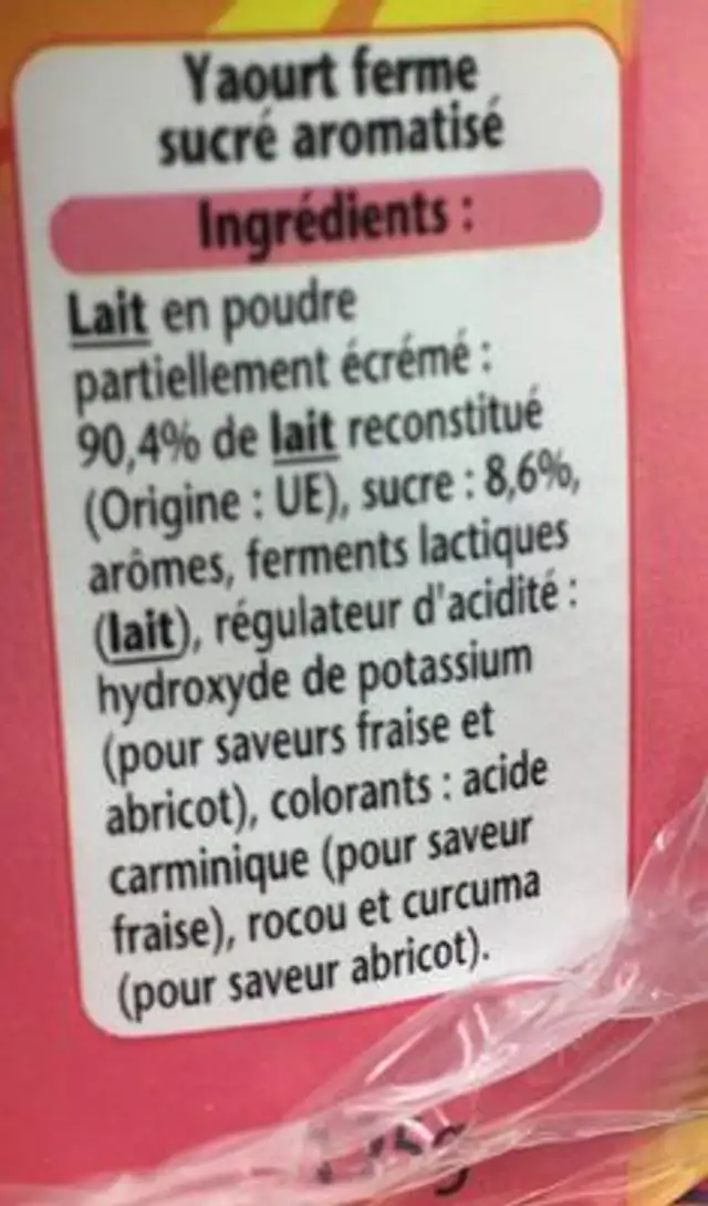 Aromatisés ingredients label