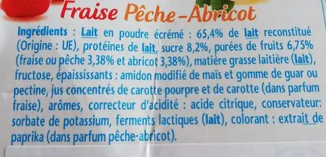 P'tits coquins aux fruits ingredients label