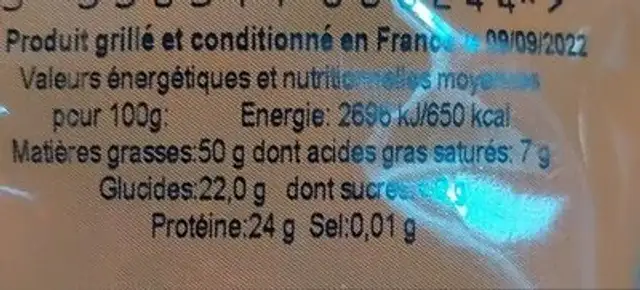 Arachides coques grillées jumbo nutrition facts table