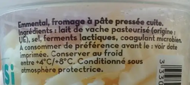 Appetisi Emmental zigzag ingredients label