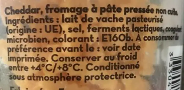 Appetisi Cheddar Zigzag ingredients label