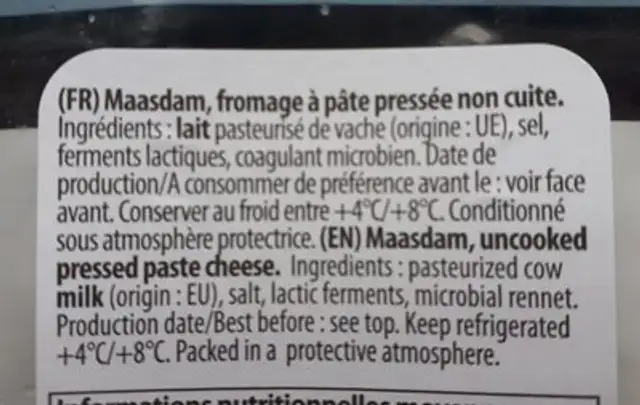 APPETisi ingredients label