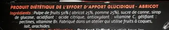 Booster le fruit de l'exploit abricot ingredients label