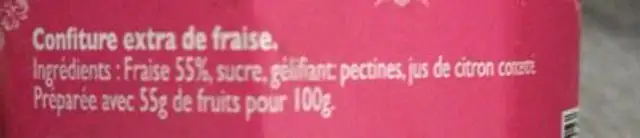 Confiture extra fraise ingredients label