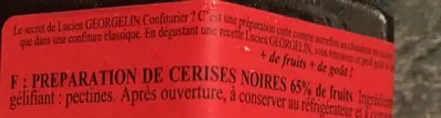 Melmelada De Cireres Negres ingredients label