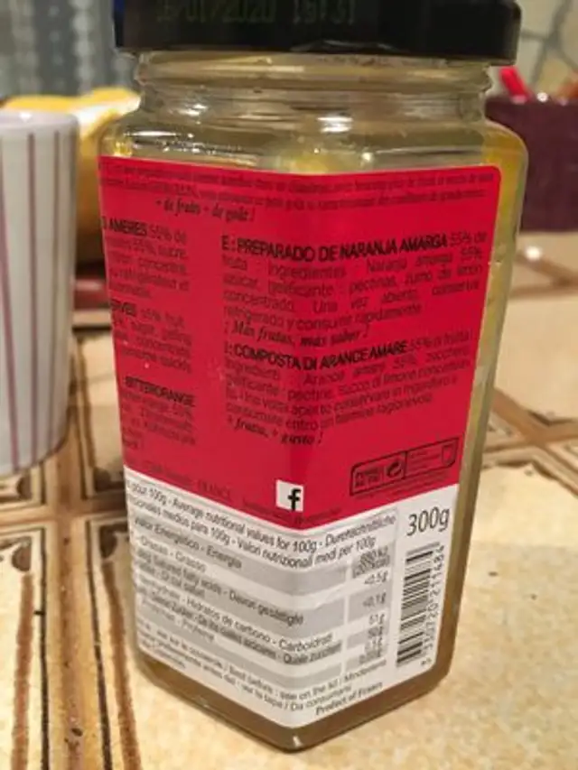L.Georgelin confiture 65% fruits oranges ameres ingredients label
