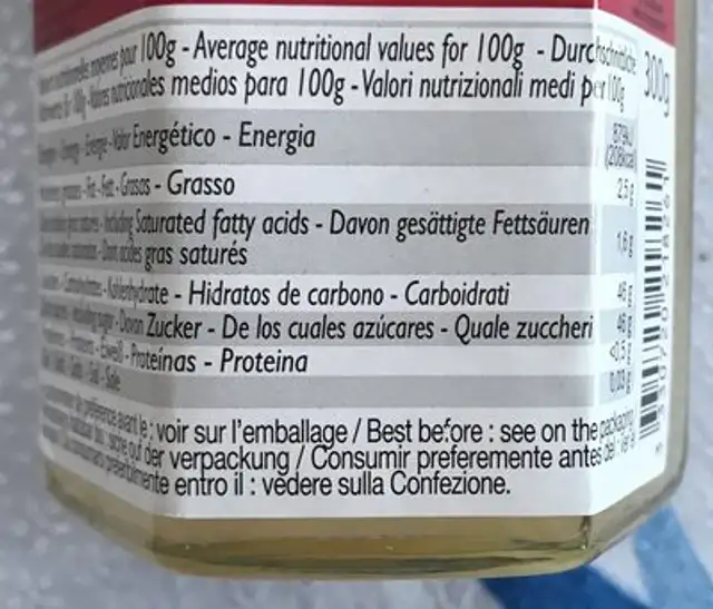 Confiture De Citrons De Menton ingredients label