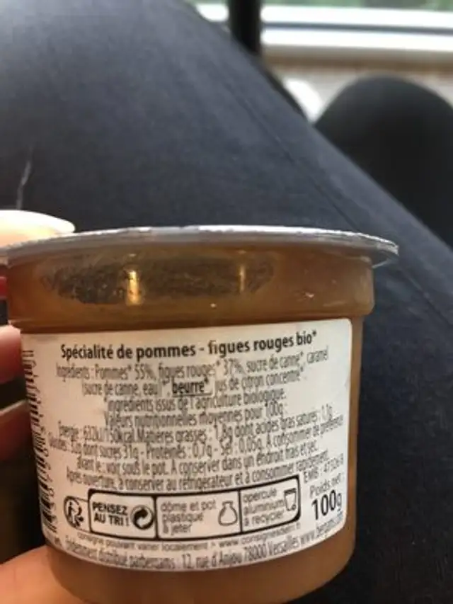 Compote Bio Pomme Figue ingredients label