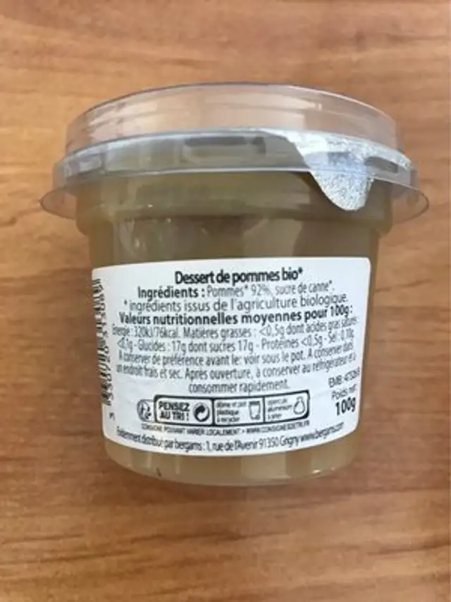 Pomme nature nutrition facts table