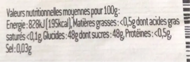 Airelles nutrition facts table