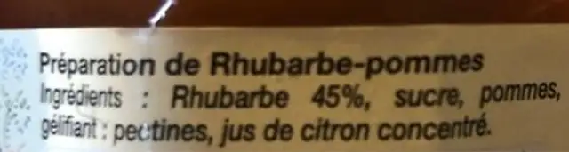 Rhubarbe ingredients label