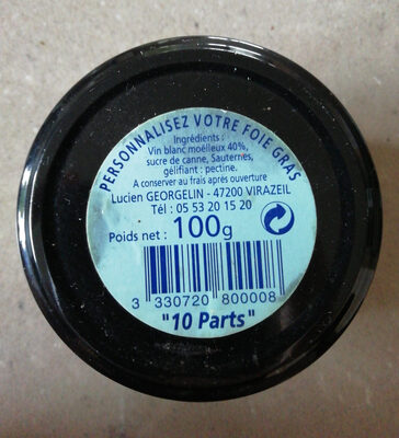 Gel pour foie gras front packaging