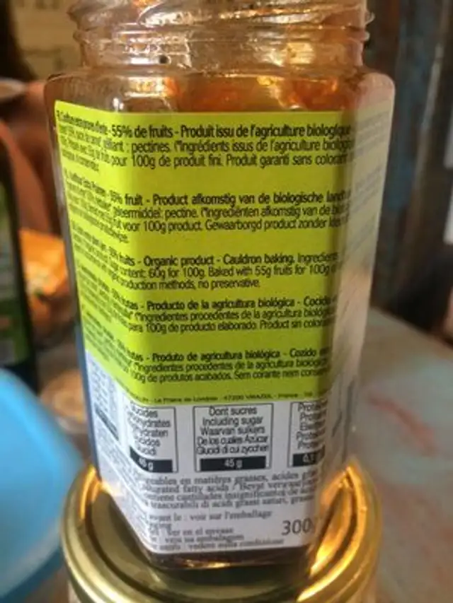 Confiture Extra Prunes 55% Fruits ingredients label
