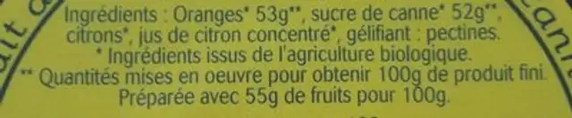Epicerie / Epicerie Sucrée / Confitures Bio ingredients label