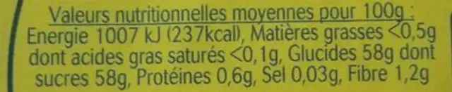 Epicerie / Epicerie Sucrée / Confitures Bio nutrition facts table