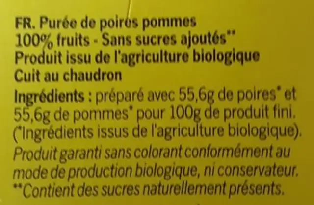 Epicerie / Epicerie Sucrée / Compotes Et Purées De Fruits ingredients label
