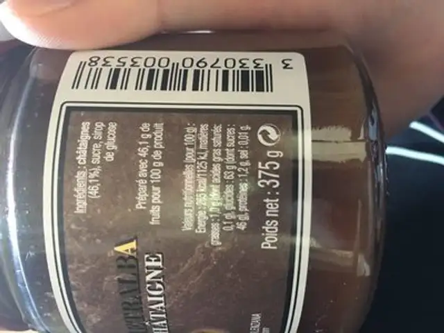Confiture de châtaigne ingredients label