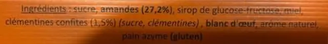 Nougat a la clementine ingredients label