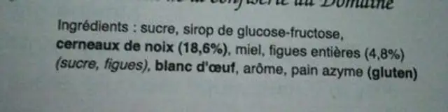 Nougat à la figue et aux noix ingredients label