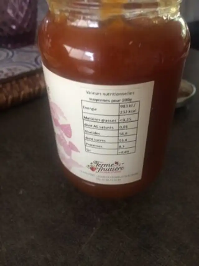 Abricot rouge du roussillon ingredients label