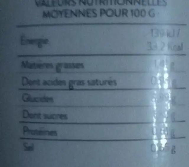 Potage La Ferme Fruitiere Carotte et pomme de terre nutrition facts table