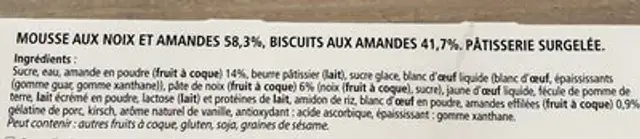 Succès au noix ingredients label