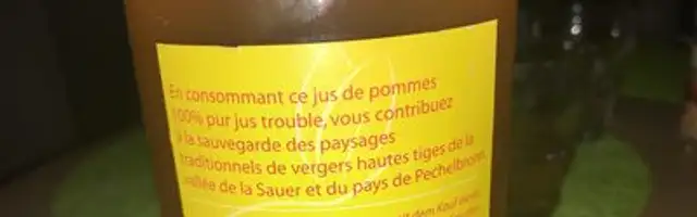Jus de pommes ingredients label