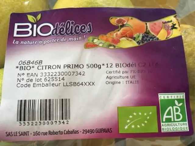 Citron Bio ingredients label