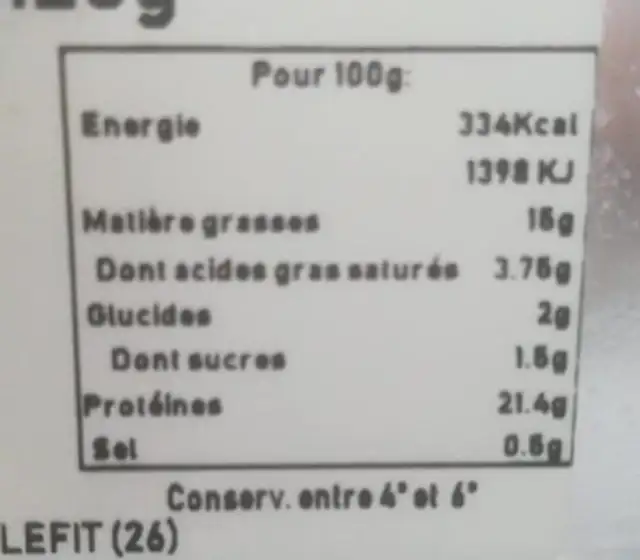 Délice de Dieulefit, fromage de chèvre nutrition facts table