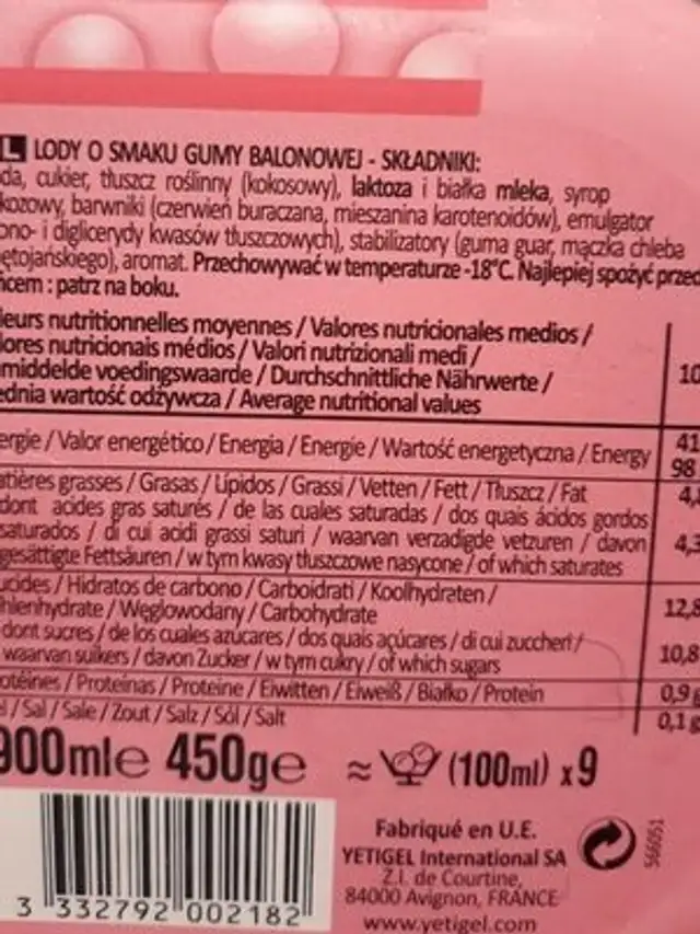 YETI tutti frutti bac nutrition facts table