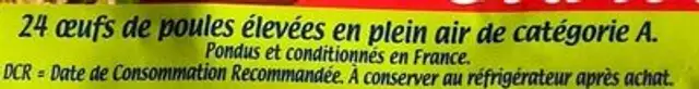 Poules élevées en plein air ingredients label
