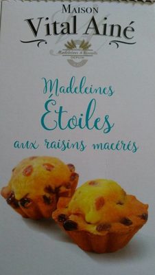 Madeleines Etoiles aux raisins macérés front packaging